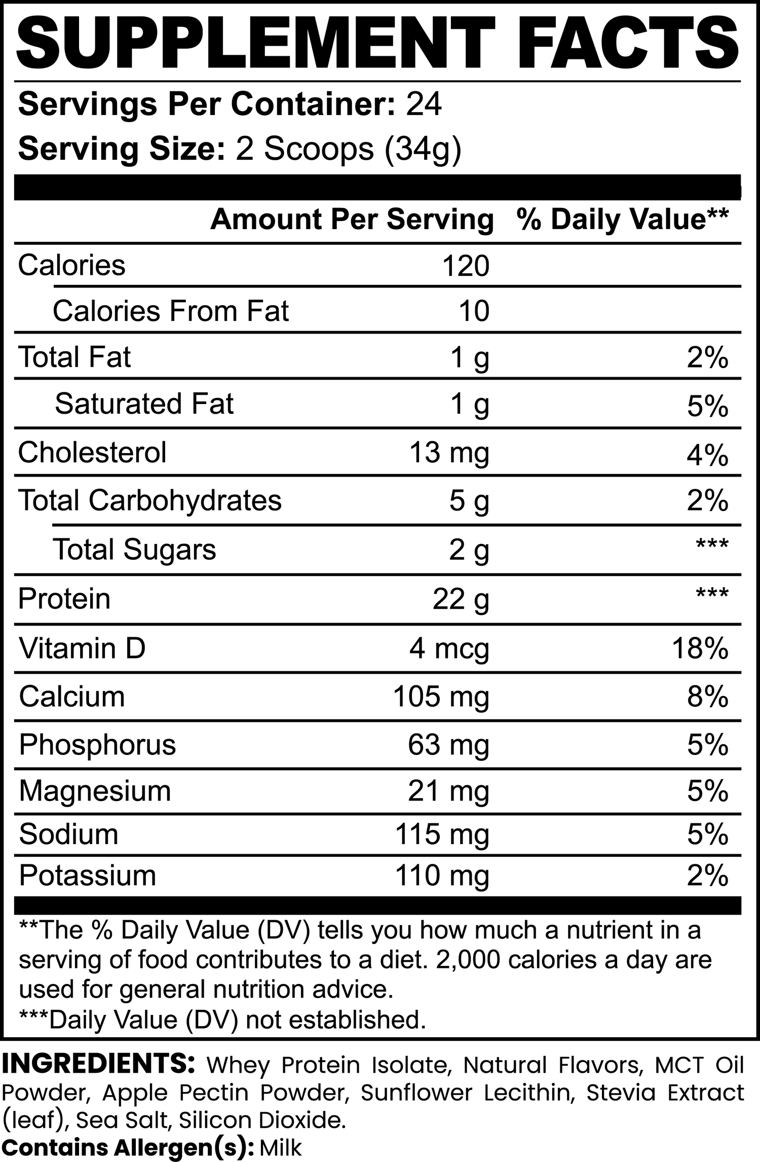 Premium 100% Whey Protein Isolate (Vanilla)